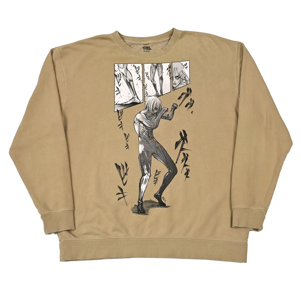BAIT x Attack On Titan Graphic Pullover‎ Sweatshirt Mens 2XL Female Titan Anime